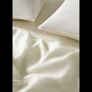 Brooklinen Washed European Linen Flat Sheet Full/ Queen solid Cream
